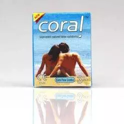 Coral Lubricated Natural Latex condom extra time combo 3 pack